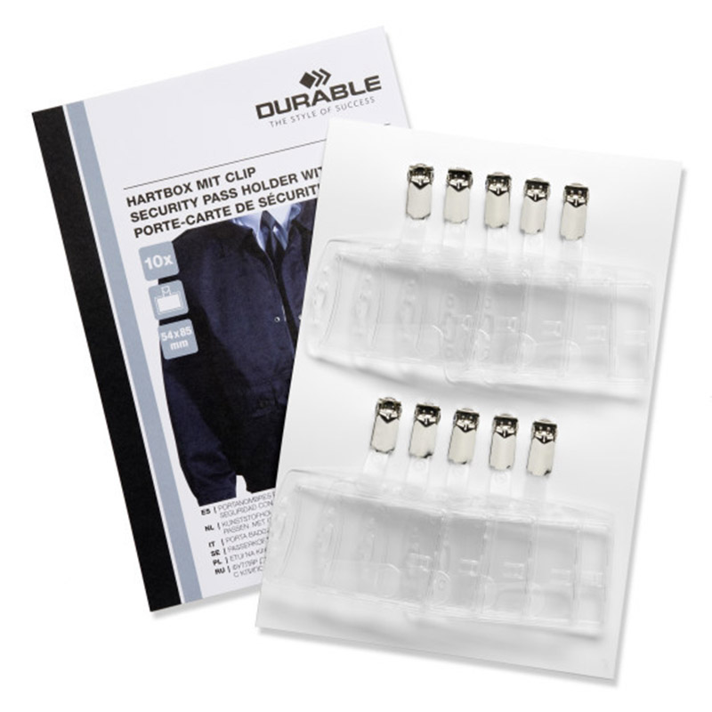 Держатель для пропуска с клипом Durable, 54 x 85 мм